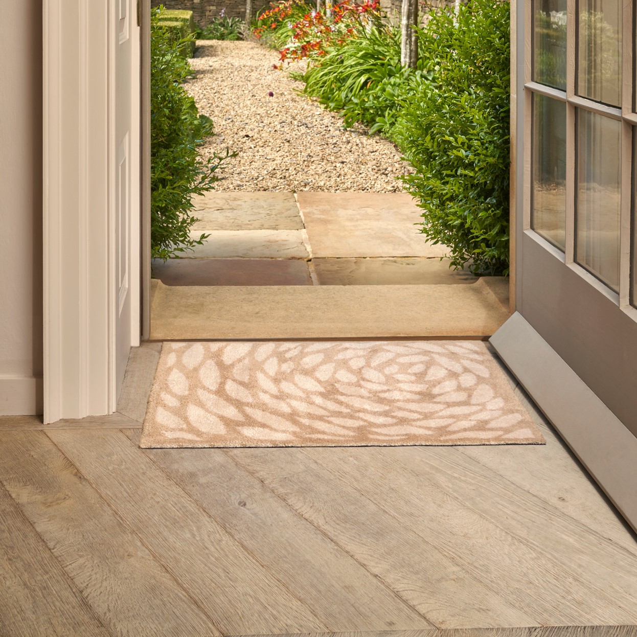 Turtle Mat Neutral Leaf Doormat In Beige